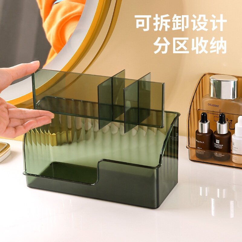 Light luxury multi-cell division desktop cosmetics storage box acrylic rectangular finishing box dresser skin care products pic 21