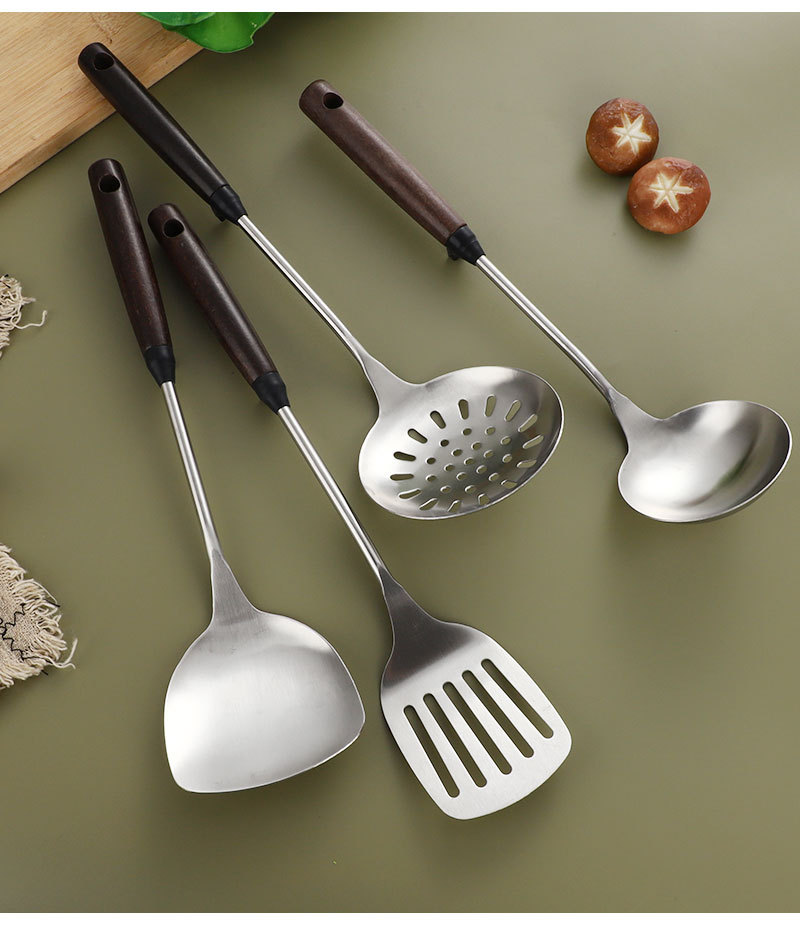 201实木柄不锈钢锅铲汤勺家用厨房厨具套装烹饪炒菜铲子漏铲批发详情16