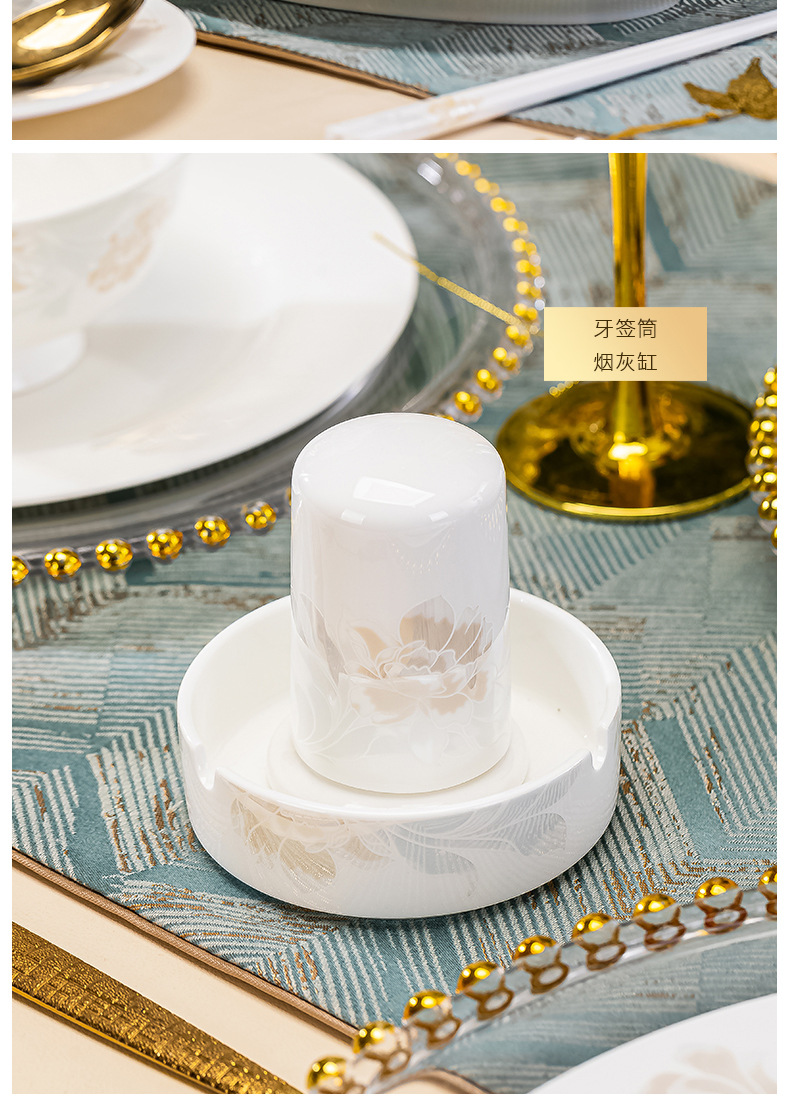 Jingdezhen tableware Set, complete gift box, simple home, light luxury, joy of moving house, beauty of the city, one-piece consignment pic 21