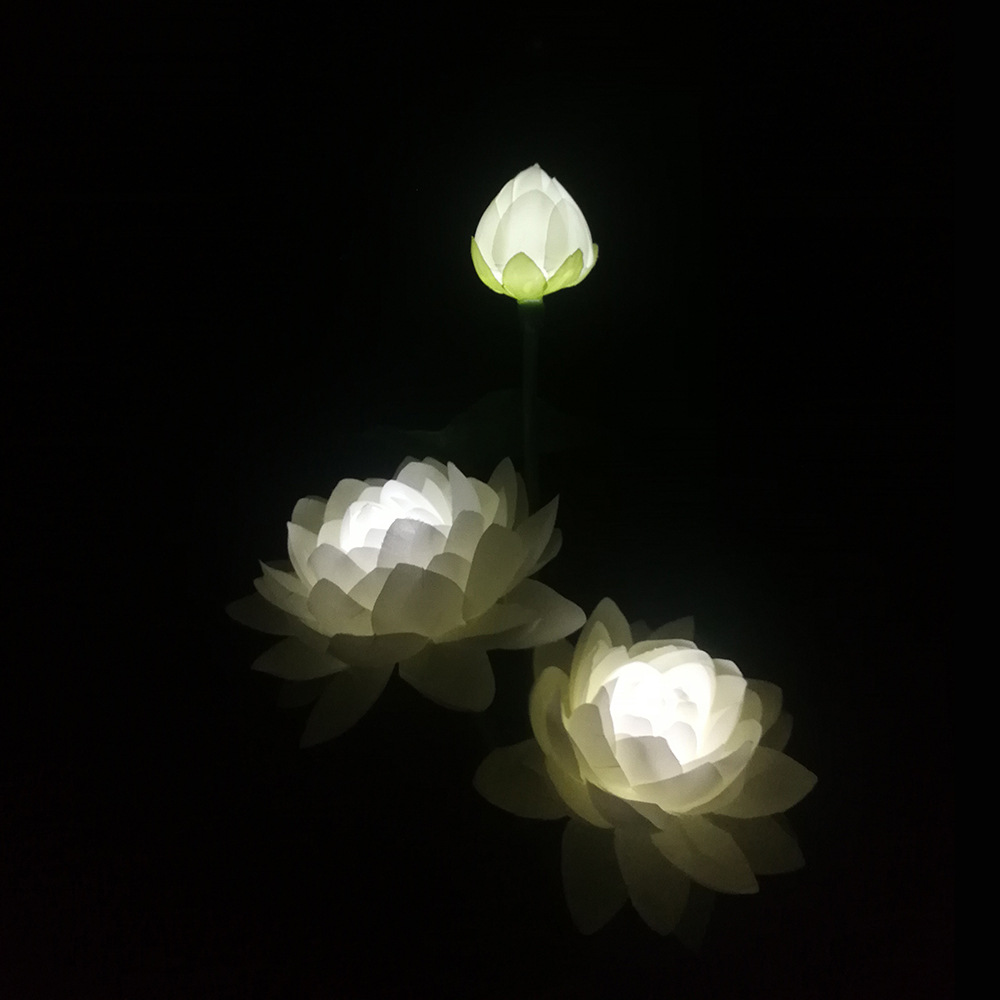 Three solar-powered lotus lamps, LED solar lotus lamps, lawn ground insertion lamps, simulated flower lamps and pole lamps pic 8