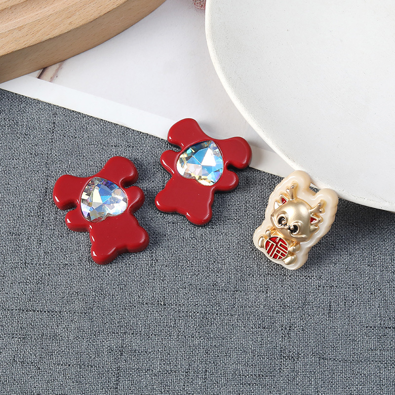 新年国风热卖卡通diy醋酸配件合金龙桃心小熊C扣发绳洞洞鞋挂链配详情1
