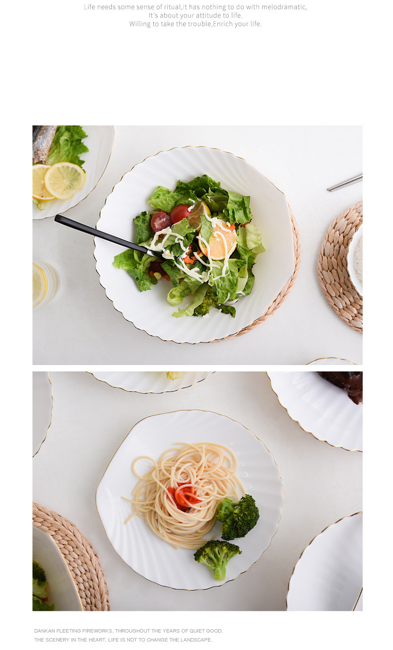 【 White Jade Glass Porcelain Pure White Shell Series 】 Tempered glass Creative bowls, plates and tableware for home use, deep plates for dishes and coffee pic 7