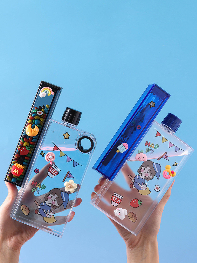 X49-A5-C flat ins water cup, high appearance level, popular online water bottle, Korean style portable water cup for male and female students pic 3