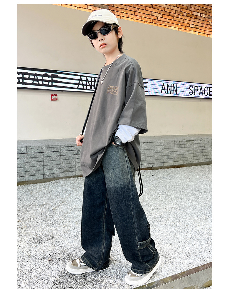 男童春秋牛仔裤子2024新款大儿童装春秋季宽松长裤男孩炸街潮帅气详情11
