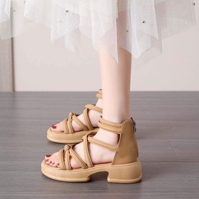 罗马凉鞋女夏季2024年新款平底防滑外穿沙滩鞋百搭黑色缕空凉靴潮详情27