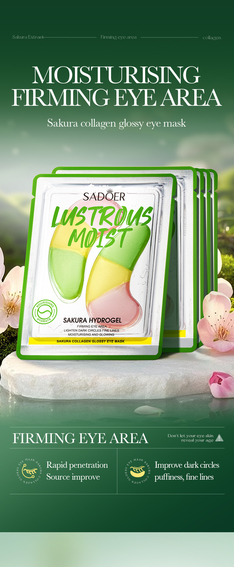 Full English SADOER Sakura Collagen Brightening Eye Mask Moisturizing Eye Mask Cross-border export wholesale Exclusive Export Exclusive export Export pic 1