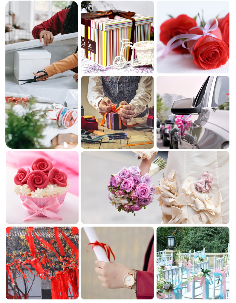 Printed heart-shaped 1.5cm transparent ribbon cake decorated with colorful gauze ribbons, satin ribbons, gilded snow gauze, bow ribbons pic 34