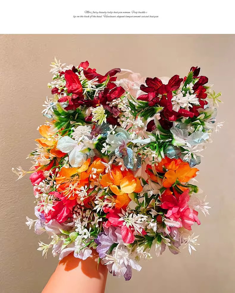 Super fairy flower ring headband, forest-style realistic flower vine hair band, spring and summer travel photo headband, atmospheric hair accessory, hair clip pic 2