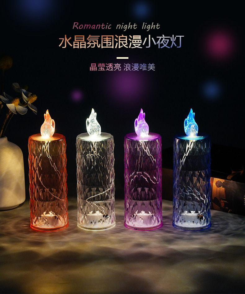Wholesale transparent diamond-shaped LED electronic candle lights, birthday, wedding decoration, Christmas, Halloween projection atmosphere lights pic 1