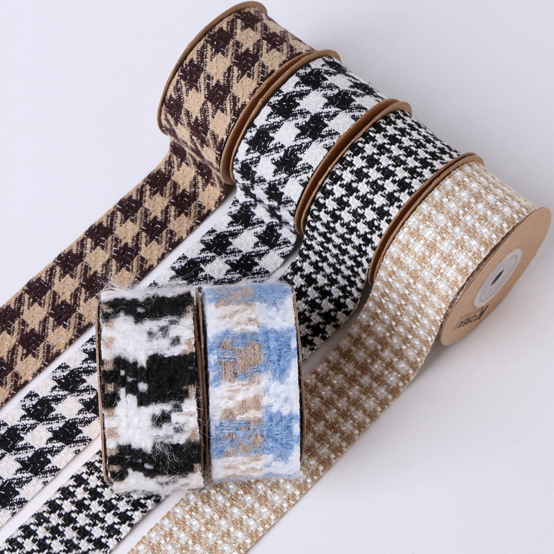 Autumn and winter collection: Gold and silver scallion large check linen woven tape, DIY bow hair accessory, flower gift packaging, clothes and accessories pic 14