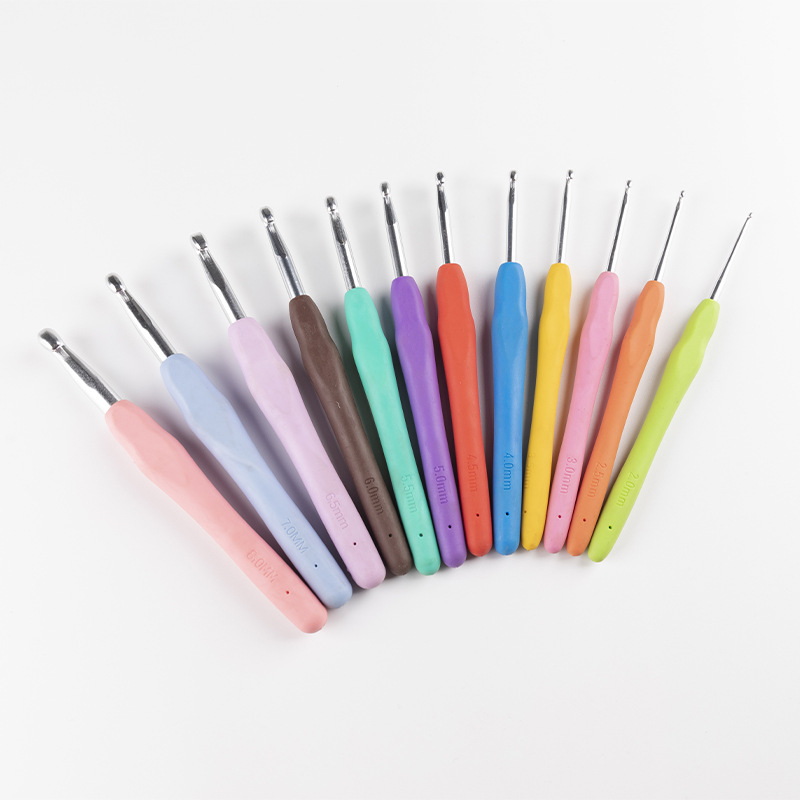 TPR硅胶钩针单头钩针PVC包装金属手工编织铝钩针软柄实心钩针套装详情5