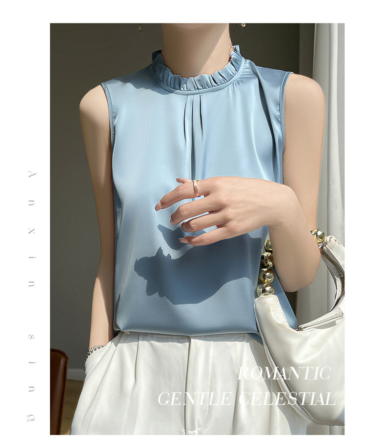 2025夏季立领无袖背心T恤修身上衣百搭打底衫半袖女装服饰吊带女详情24