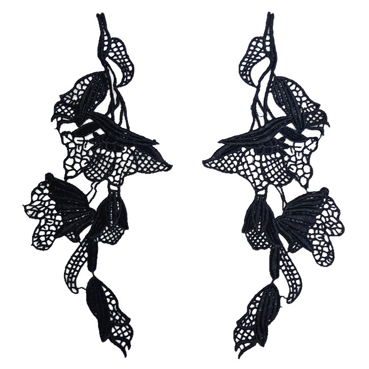 Factory direct sales of lace, black and white polyester water-soluble lace, hollowed-out matching clothing accessories, embroidered collar flowers pic 12