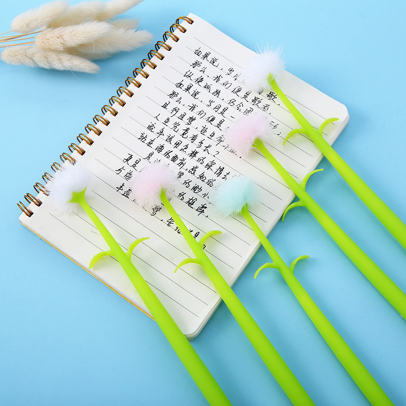 zf2127 Creative Silicone Dandelion Gel Pen, Simulated Flower Ball Pen, Cute Plush Ball, Ball Signature Pen pic 30