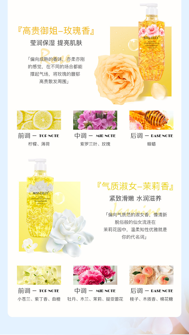 Misely Petal Body Wash, long-lasting fragrance, moisturizing and refreshing foam Bath lotion, travel size for women, small bottle capacity pic 3