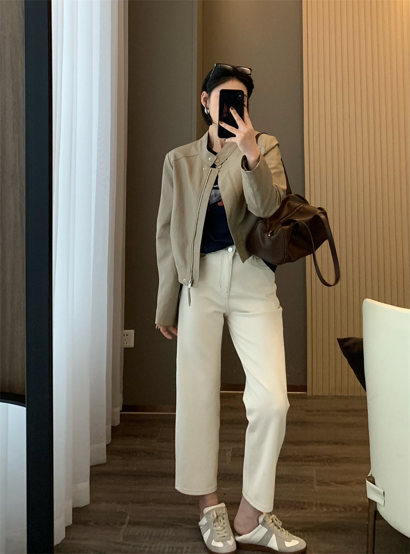 朵妮DN 莱赛尔亚麻360四面弹春夏亚麻透气高腰显瘦法棍裤牛仔裤女详情30