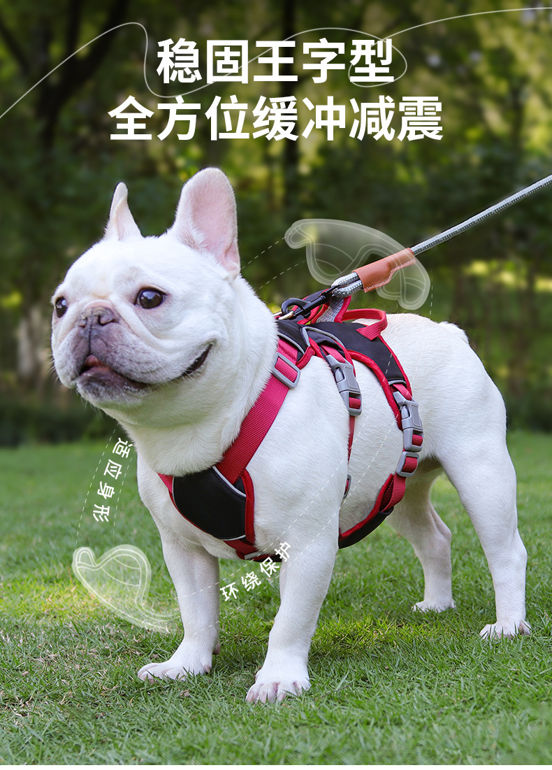 狗狗牵引绳中小型犬宠物胸背带反光防护减震狗狗胸背宠物牵引绳详情1