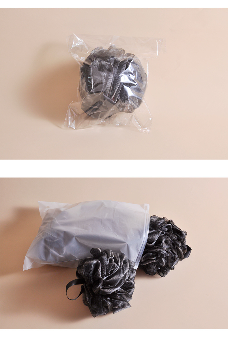 现货亚马逊热销男士黑色浴花竹炭渐层沐浴球渐变沉稳搓澡球60克详情8