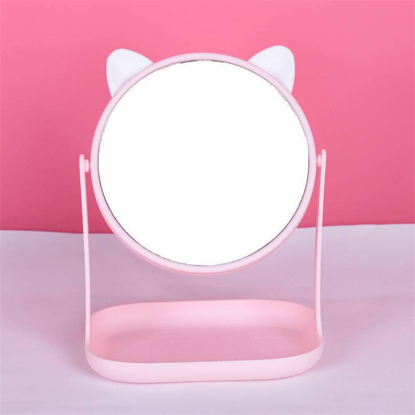 New tray stand vanity mirror, rabbit ear mirror, dressing mirror, round and rotatable double-sided cat ear mirror pic 17