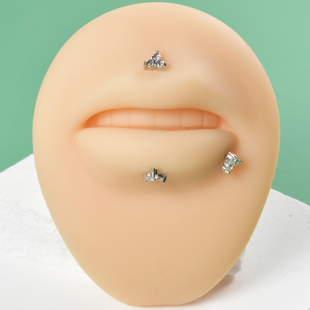 跨境澳宝唇钉 三角爪形锆石不锈钢内螺纹耳钉电镀多色内牙耳骨钉详情18
