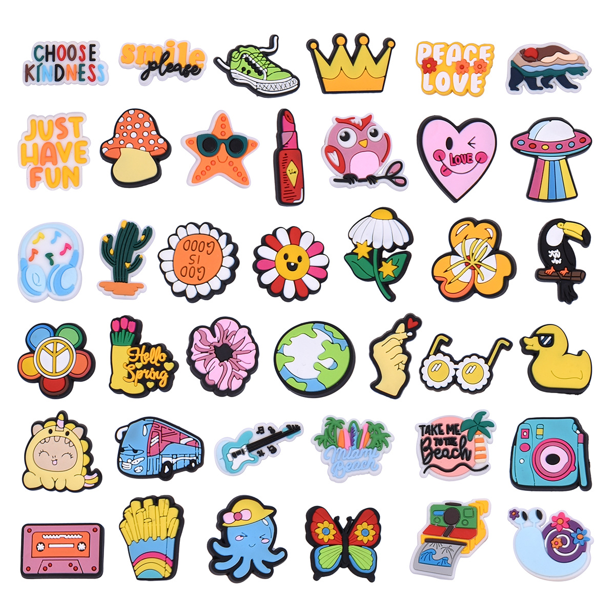 新款半3D彩色花朵系列箱包胸针饰品配件小号立体软胶贴片diy配饰详情12