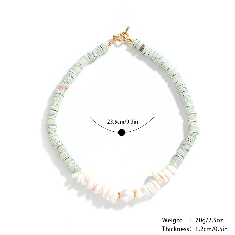 娜莎欧美跨境多巴胺五彩异形贝壳片串珠项链轻奢小众不掉色项链女详情4