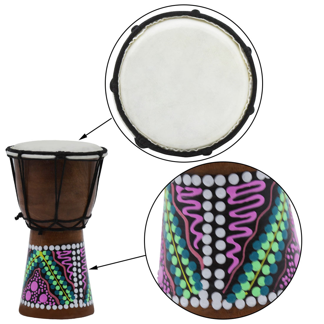 Wholesale handcrafted 4-inch African drums for children, adults, beginners, Lijiang hand drums, percussion instruments, 4-inch African drums, random pic 21