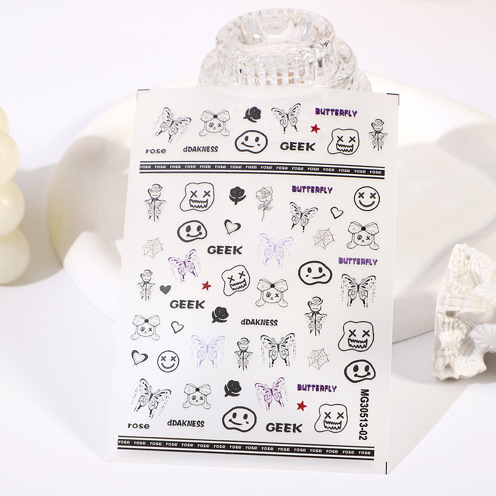 Rose nail art Japanese-style letter cartoon pattern nail stickers pic 2