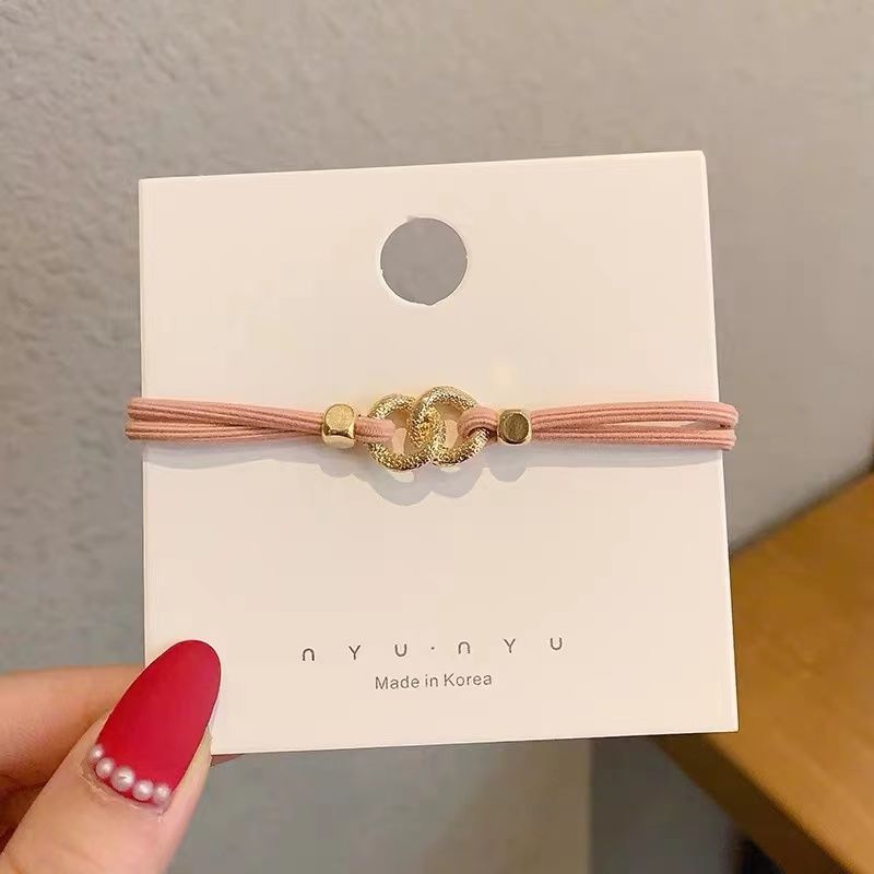 Korean version of ins alloy chain hair band, simple woven hair tie for women, high-elasticity colorful hair tie, small chanel-style hair accessory pic 21
