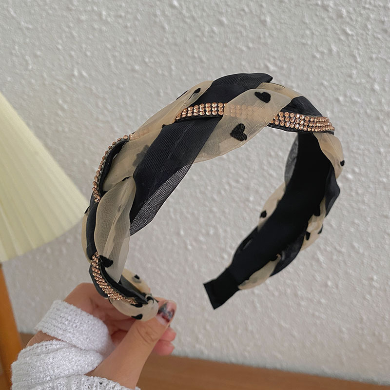 High-end mesh diamond-encrusted hairband, color-blocked twisted headband, wide-edge checkered outside-pressing hairpin, 2023 Internet celebrity new style pic 21