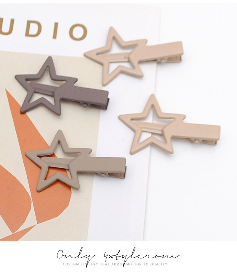 咖色系星星发夹女前额侧边刘海夹甜美少女发卡碎发夹鸭嘴夹子头饰详情9