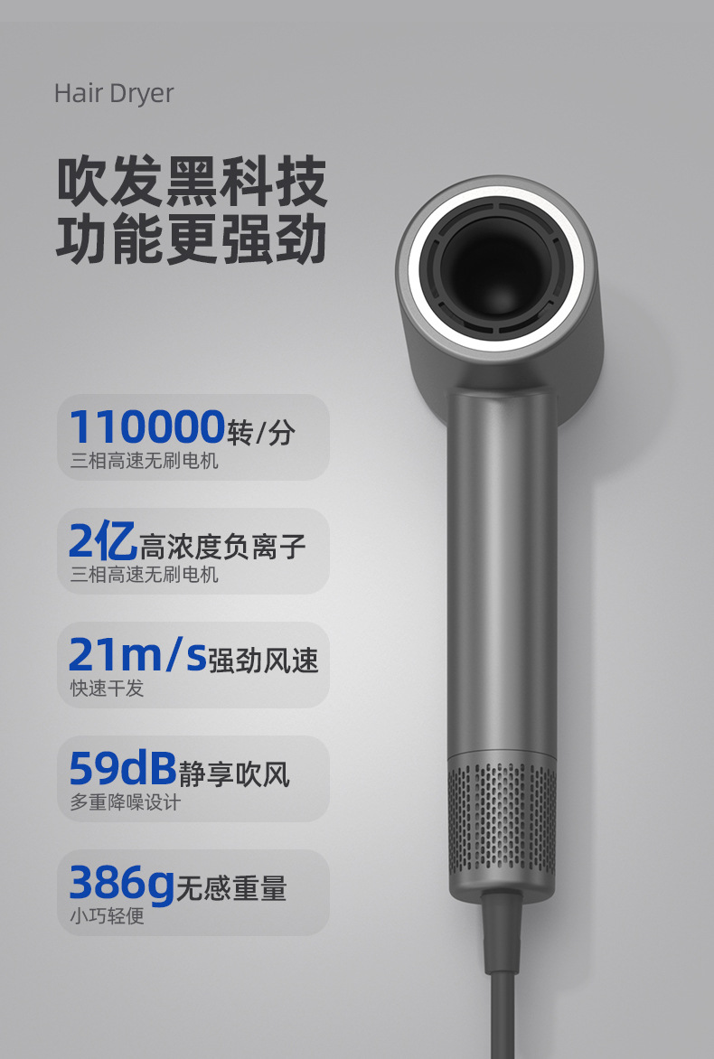 泊为  酒店宾馆专用折叠电吹风家用大功率民宿吹风机卫生间吹风筒详情2