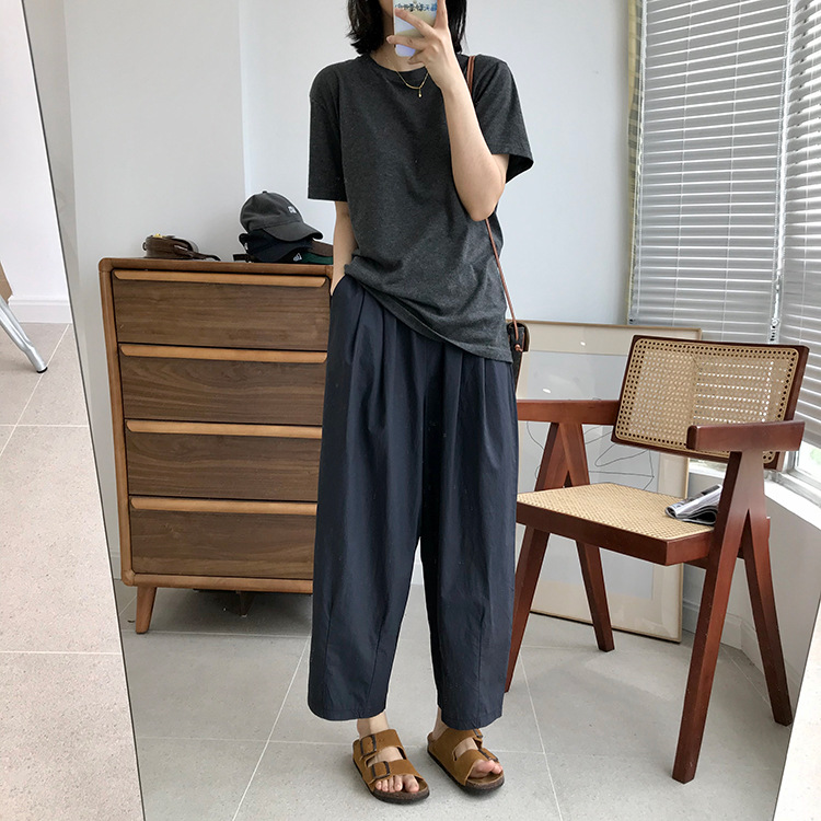 巨百搭轻薄透气酵洗棉小个子奶奶裤九分宽松显瘦休闲裤女夏季薄款详情50