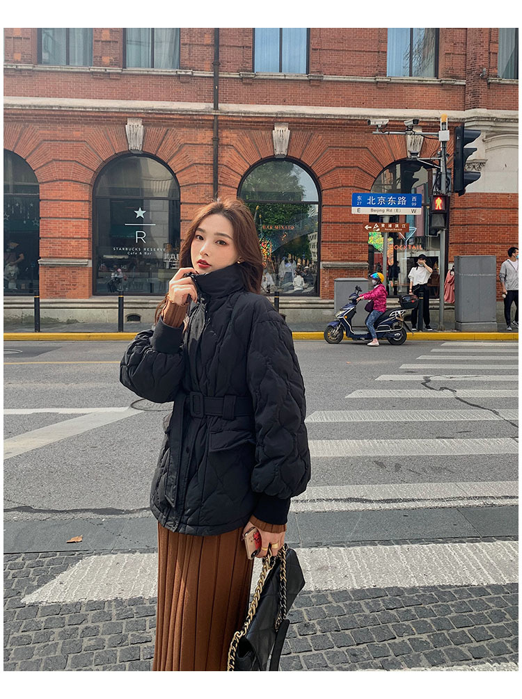 白色羽绒棉服女冬外套2022年新款轻薄收腰韩版欧货冬装短款面包服详情15