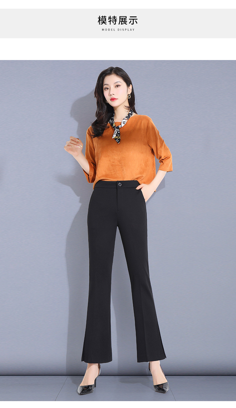 裤子女春夏西装裤女垂坠感高腰新款2023黑色小脚裤弹力女士休闲裤详情28