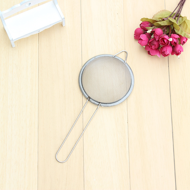 10#宽边油格厨房油捞 豆浆燕窝过滤网漏勺 不锈钢油网 面粉筛 2元详情5