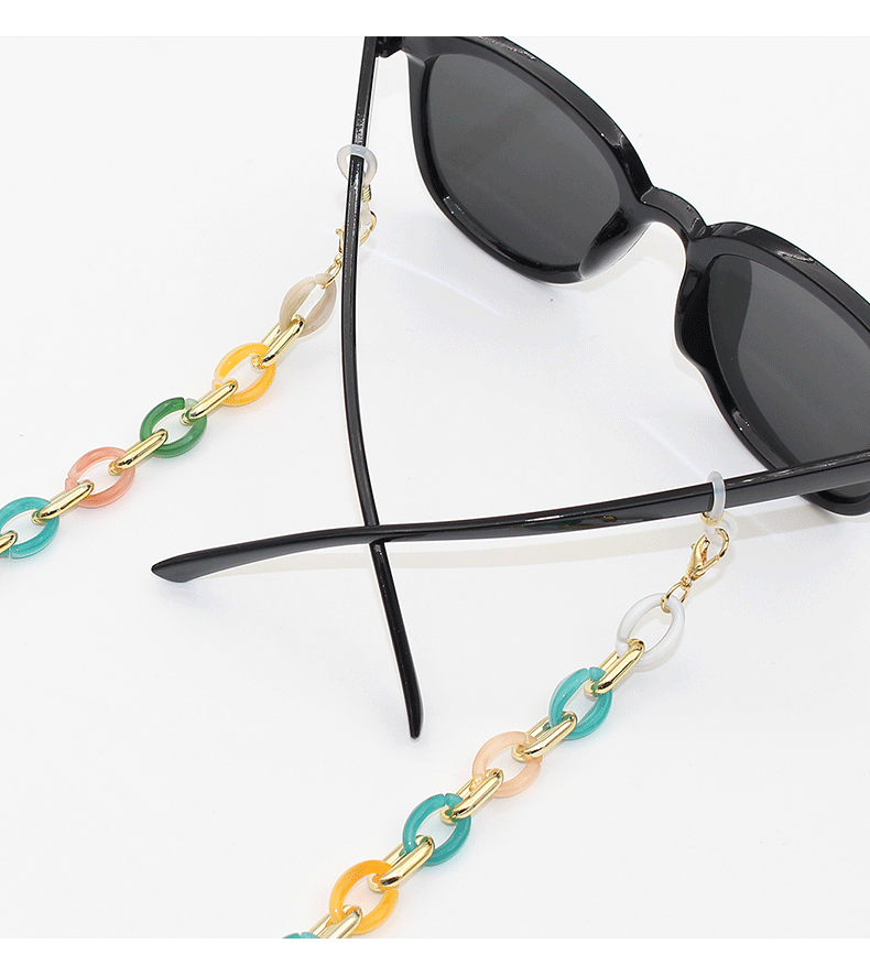 New acrylic eyeglass chain, simple and fashionable metal ring buckle, hanging rope chain, mask chain, dual-purpose color hanging chain pic 5
