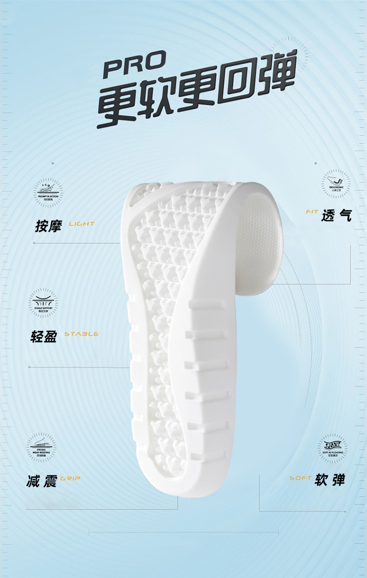 PU soft and elastic massage shock-absorbing sports insoles, anti-slip, wear-resistant, sweat-absorbing, breathable, soft and comfortable sports insoles wholesale pic 3