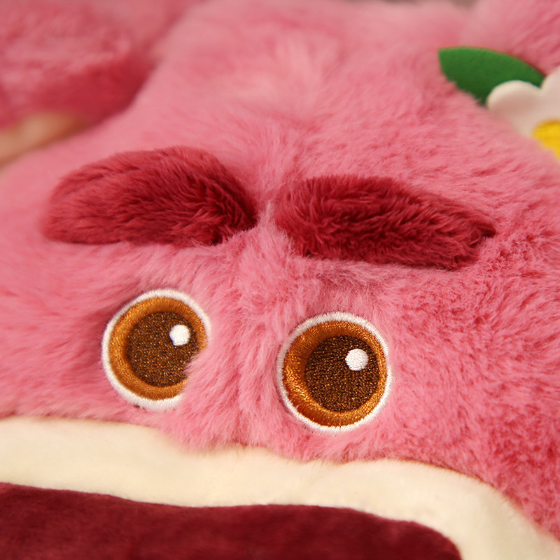 2022 nuevo strawberry bear toy story strawberry bear pack frambuesa ojos abiertos risa peluche crossbody bolso de mano doble uso pic 7