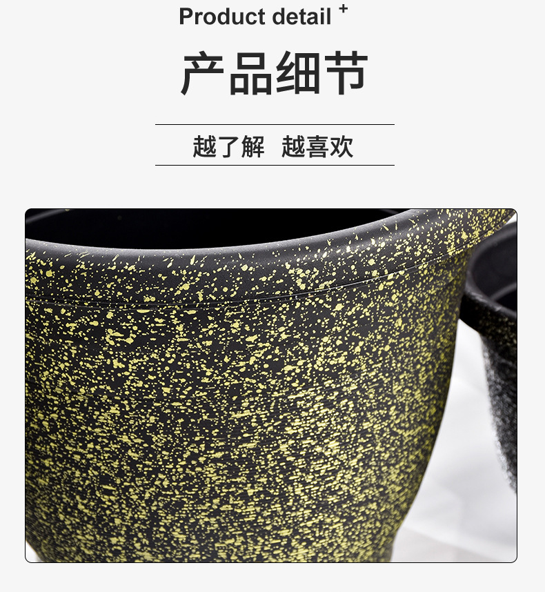 New spray-painted threaded imitation marble flower POTS, thickened resin plastic flower POTS, balcony and hotel green plants, gallon POTS pic 14