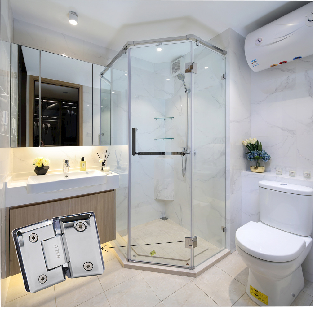 Source factory zinc alloy bathroom clamps 90°/180°/135°/ bathroom hinges glass hinges pic 5