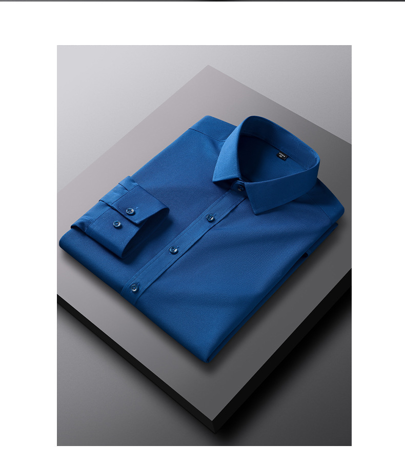 夏季短袖四面弹力衬衫男士商务休闲男装纯色简约职业正装男式衬衣详情15