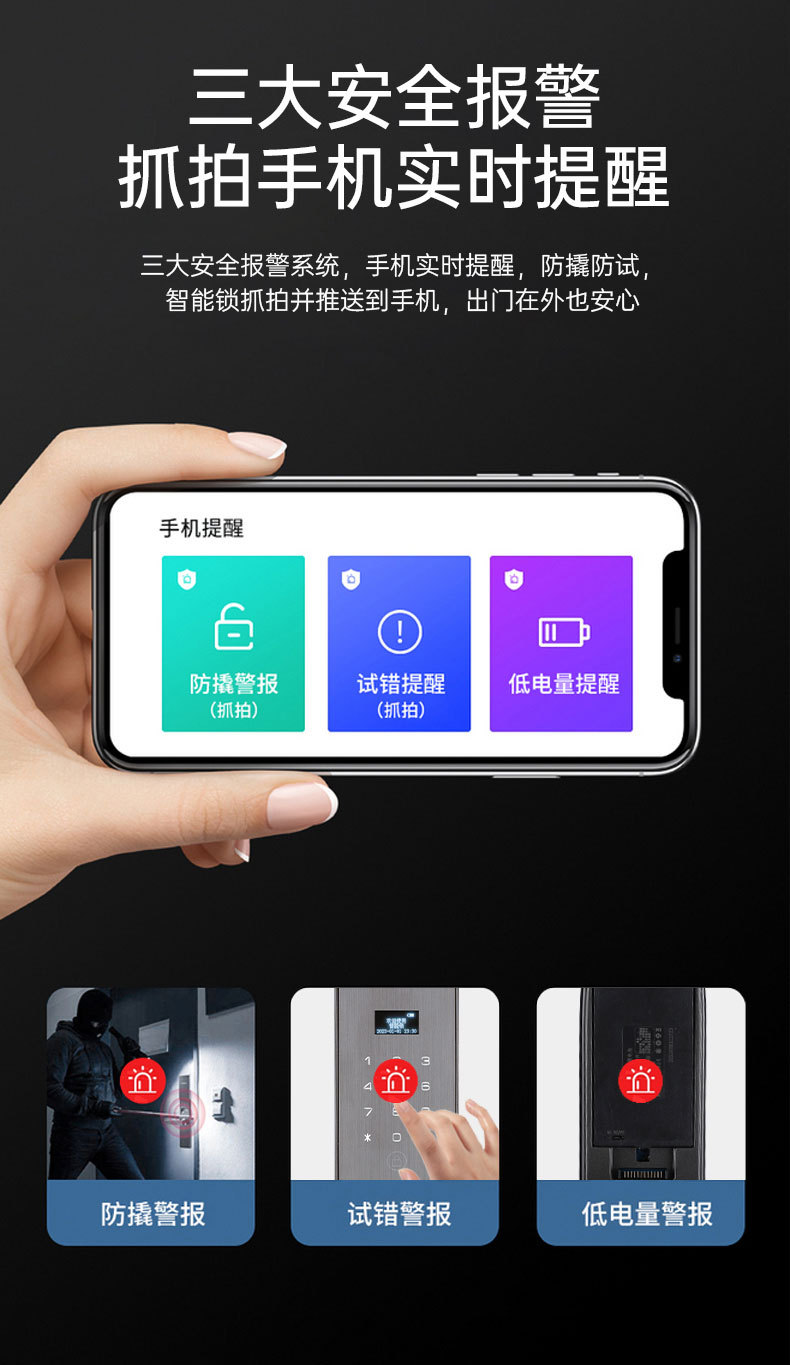 Graffiti wifi, face recognition, fingerprint, password, card swiping, video intercom, fully automatic, Spanish, Russian, Arabic, Portuguese, English, smart lock pic 7