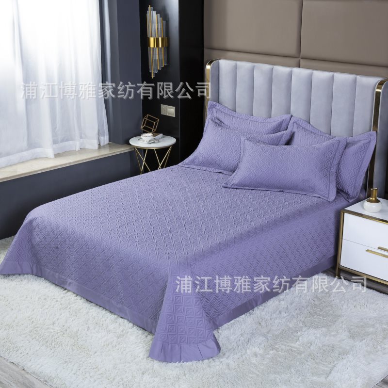 Wholesale of new light luxury 60s long-staple cotton bed cover three-piece set, quilted quilt with thickened cotton interlining, pure cotton bed cover pillowcase pic 37