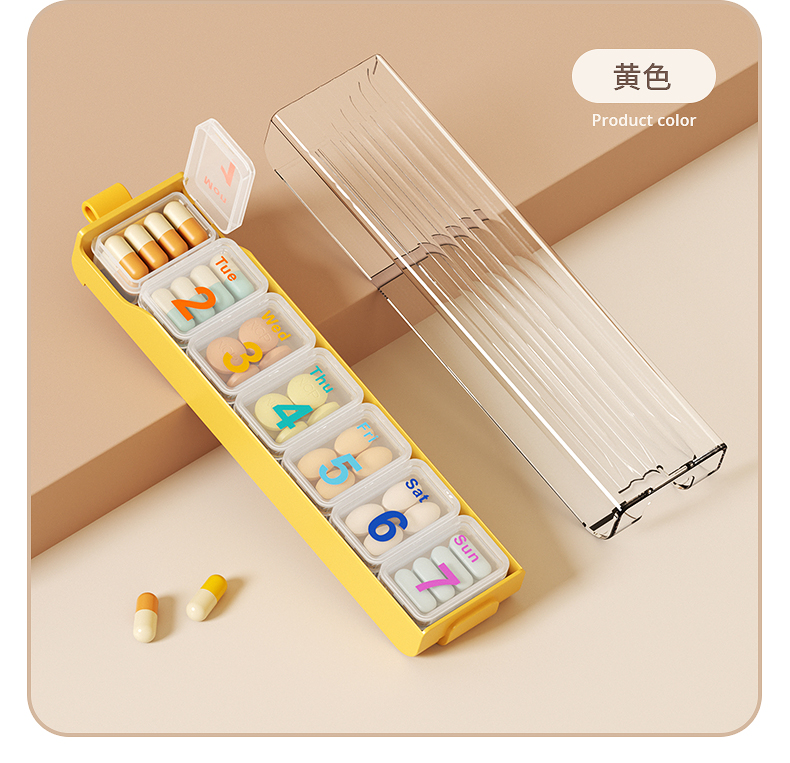 Portable medicine box, three meals a day, portable medicine packaging box, seven-compartment medicine box for seven days a week, large-capacity medicine dispenser, specially for foreign trade. Specially for foreign trade pic 35