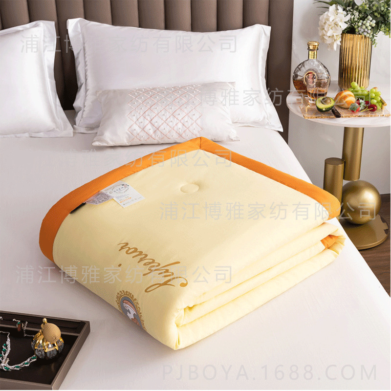 New modern and simple solid-color soybean fiber summer cooling quilts, washed cotton quilts, gift single and double air-conditioned quilts wholesale pic 16