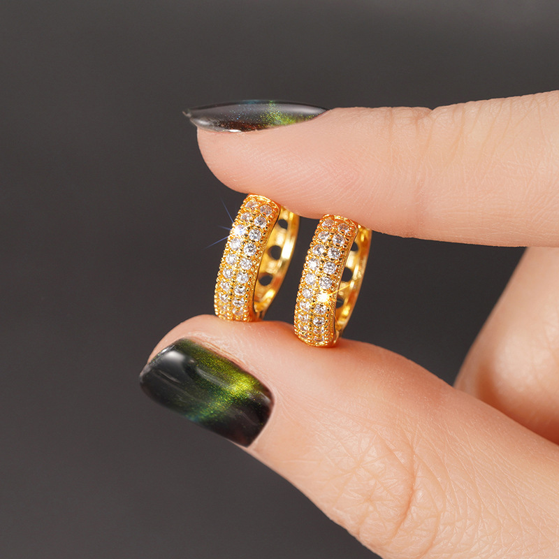 曹适欧美跨境热销女士耳环 简约微镶嵌锆石饰品 小巧精致日常首饰详情2