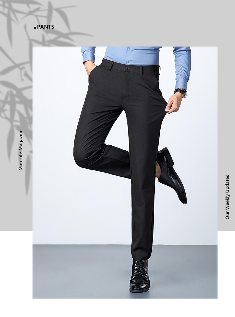 加绒加厚西裤男弹力冬季免烫商务垂感休闲裤男免烫上班男士直筒裤详情1