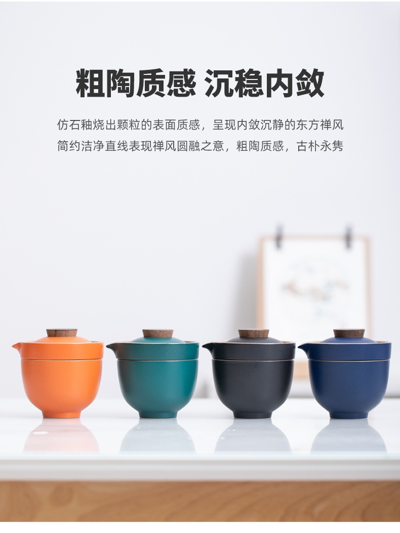 Travel tea set, quick guest cup, one pot, three cups, portable covered bowl, small set, outdoor kung fu set, tea brewing advertising gift pic 6