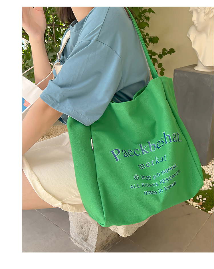 外贸潮流女包 布包新款韩版时尚简约单肩包 字母印花文艺托特包详情22